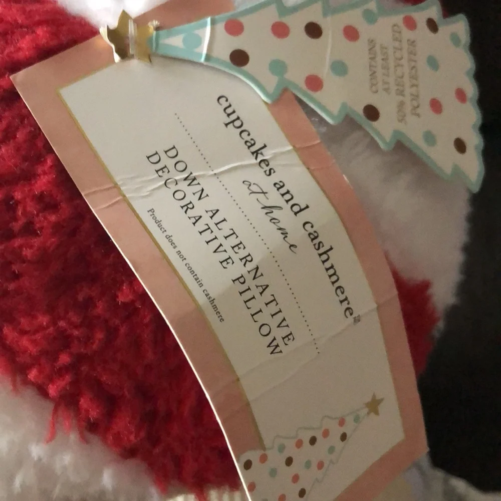 NEW Cupcakes & Cashmere PEPPERMINT Mushroom Holiday Throw Pillow